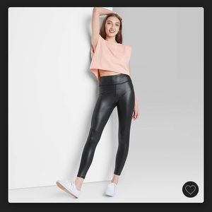 Wild fable black faux leather leggings large NEW NWT waist 15 across